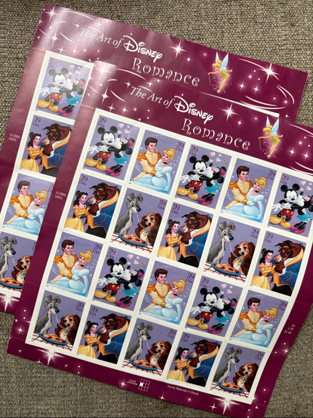 Disney Romance Collectible Stamp Sheet - Purple, Pink